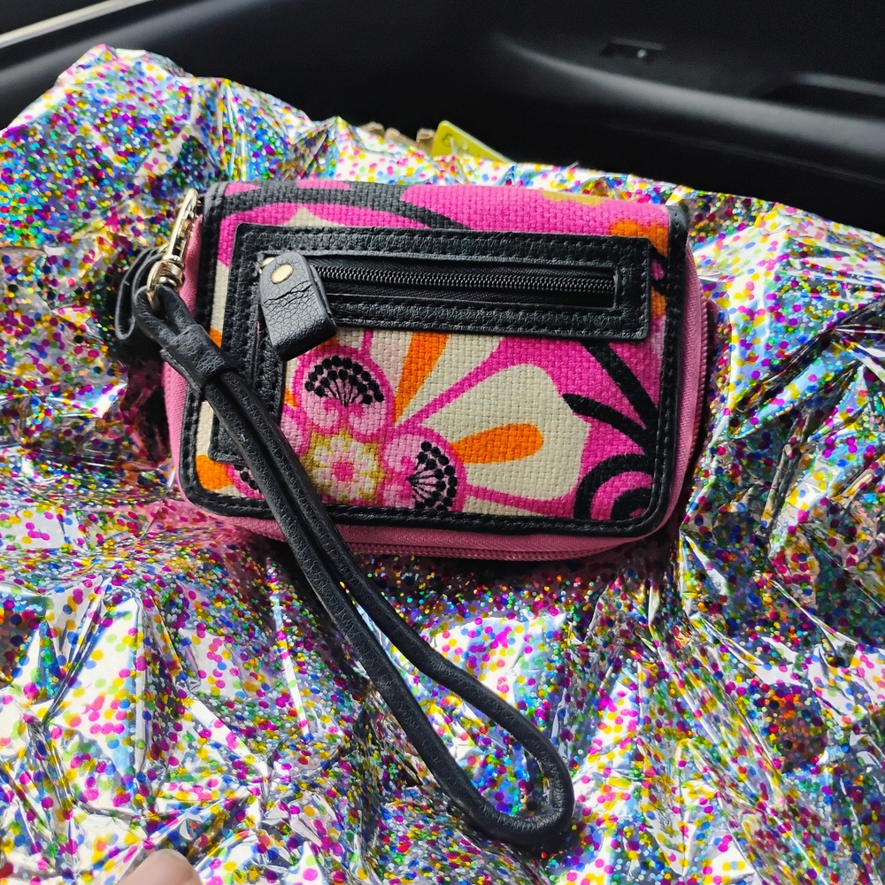 Floral Pink and Black Women's Wallet
